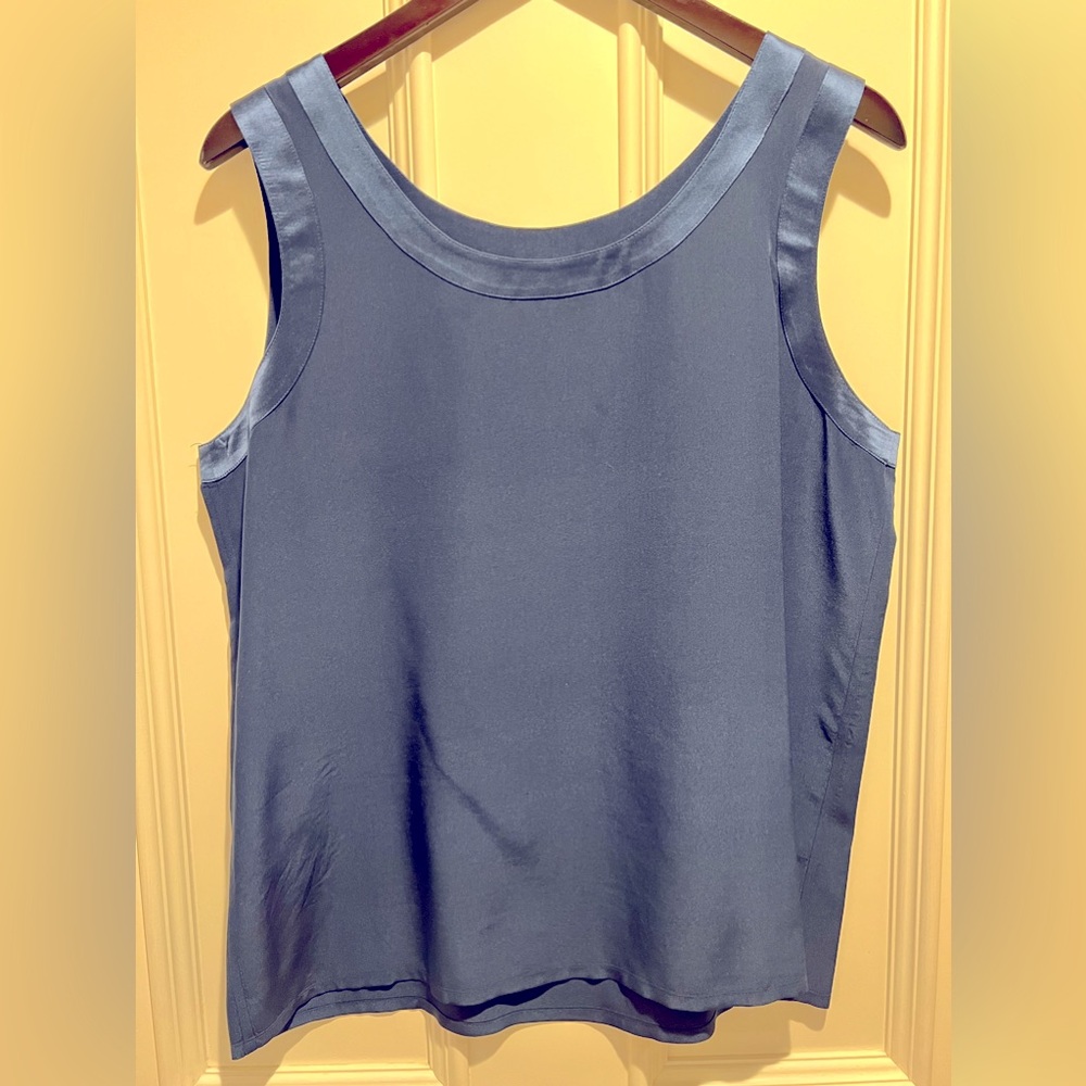 Navy silk Neiman Marcus top